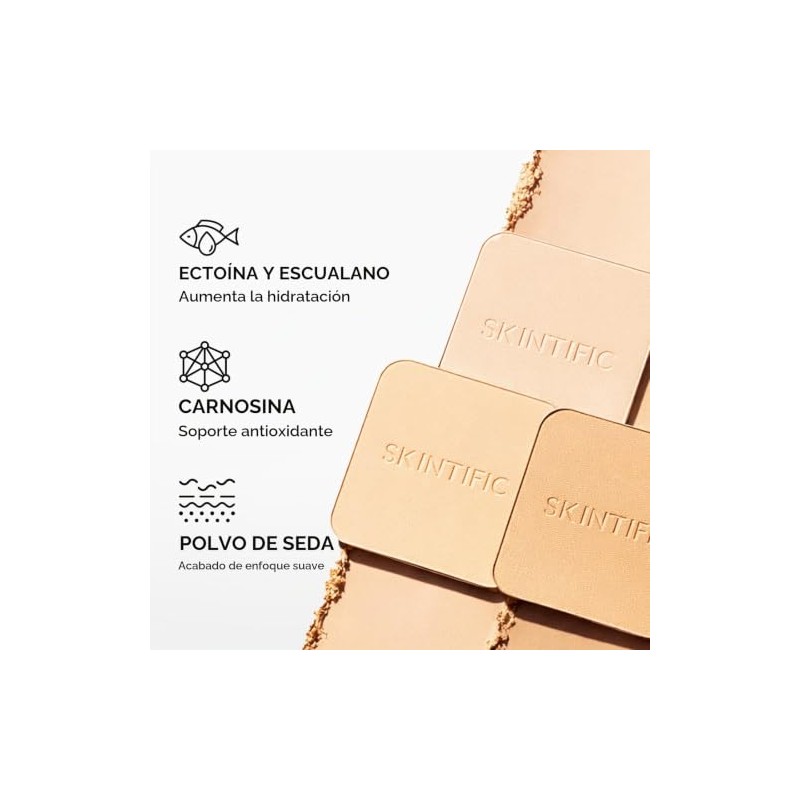 SKINTIFIC Base de Maquillaje en Polvo, Base en Polvo Compacta