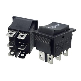 Set of 2 Rocker Buttons, On/Off/On Momentary 16 A, 6 Pin 250 V~ (6 V 9 V 12 V 24 V 125 V AC/DC) Black Also as Replacement for the Lawnmower