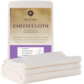 Cheesecloth, Grade 90, 72 Sq Feet, 100% Unbleached Cotton Fabric, Ultra Fine Reusable Cheesecloth for Cooking, Straining (Grade 90-8Yards)