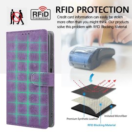 BEEJTUNY Leather Case For TCL 50 NXTPAPER 5G / TCL 50 PRO NXTPAPER 5G, Wallet Function with RFID Protection, Magnetic Closing Shell, Built-in TPU Protective Cover.Purple