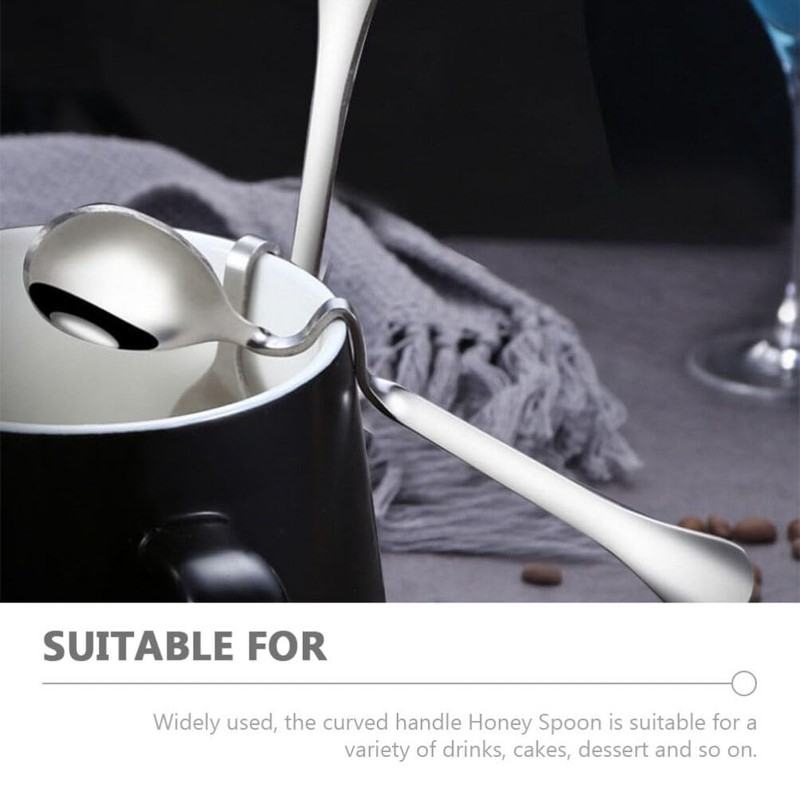Serving Spoons Stainless Steel 4pcs Hanging Coffee Spoons, Bending Handle