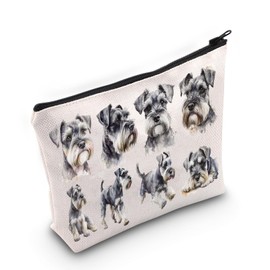 LEVLO Miniature Schnauzer Cosmetic Makeup Bag Miniature Schnauzer Lover Gift Miniature Schnauzer Mama Travel Bag Miniature Schnauzer Merchandise, Miniature Schnauzer, Cosmetic bag
