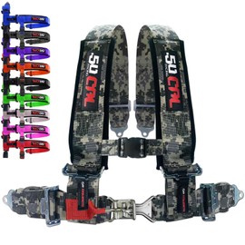 4 Point 2" Racing Harness for Bucket Seats, Quick Release Safety Belt for UTV/RZR, Adjustable Seatbelt with Mounting Hardware, Choose from 9 Colors, Secure Fit for Off-Road Vehicles, Camo, (6008A7)