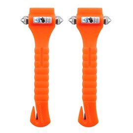 Lifehammer Brand Car Safety Hammer, the Original Emergency Escape and Rescue Tool with Seatbelt Cutter, Made in the Netherlands, Glow Orange (Pack of 2)