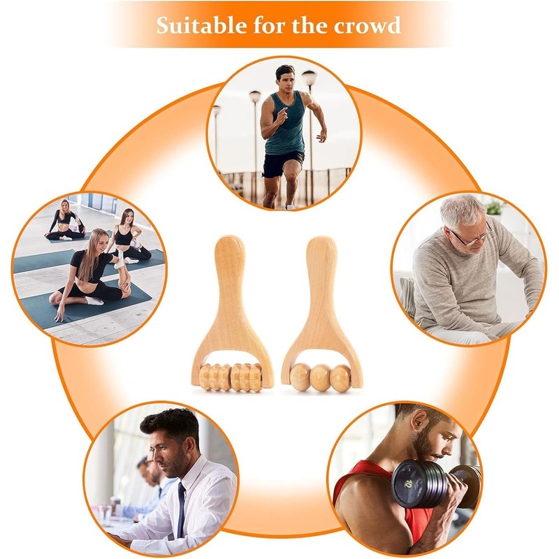 PXLAATY 2 Pcs Wooden Hand Roller Massager Back Massage Roller