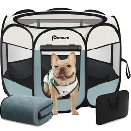 Small Dog Playpen, Puppy Pet Cat Playpen Indoor for Small Dogs/Cats/Rabbits, Dog Tent Crates Cage Indoor/Outdoor, Portable Pop Up Dog Kennel with Carrying Case (Grey, Small with Pad)
