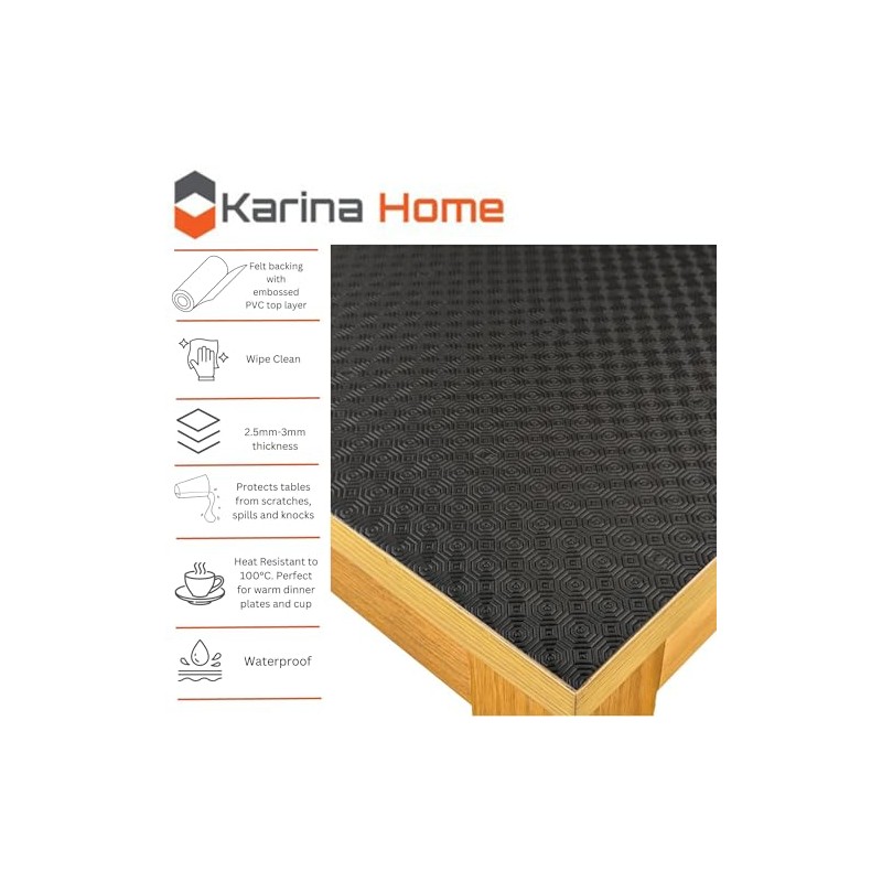 Karina Home Table Protector (Black, 300cm x 140cm)