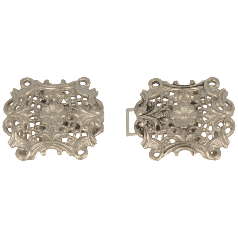 Breiter Dirndl Buckle Clasp, Traditional Apron Clasp, Metal with Flower,