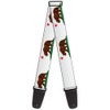 Buckle-Down Guitar Strap Cali Bear White 2 Inches Wide