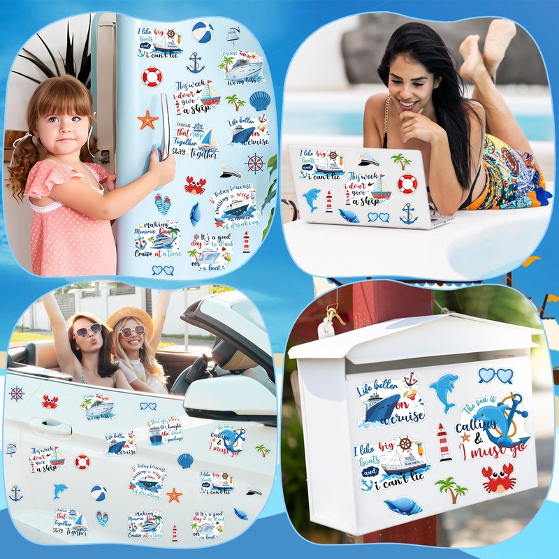 25Pcs Cruise Door Magnets Decorations, Funny Nautical Cruise Ship Magnets
