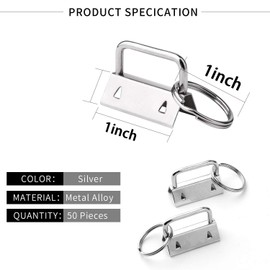 HRLORKC 50 Sets Key Fob Hardware Key Fob Keychain Wristlet with Split Ring 1 Inch
