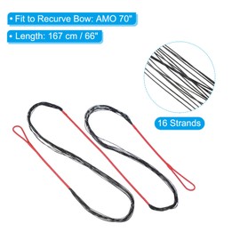 PATIKIL Bow String Replacement, 16 Strands Recurve Bowstring with Nock Point for AMO 70" Traditional Recurve Bow, Red-Black
