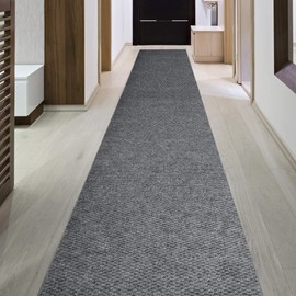 iCustomRug Spartan Weather Warrior Duty Indoor/Outdoor Utility Berber Loop Carpet Runner, Area Rugs, 3ft,4ft,6ft Widths 70 Custom Sizes with Natural Non-Slip Rubber Backing 3' X 8' in Grey