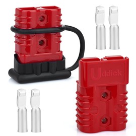 Uddick 2PCS 175A 1/0-4 Gauge Battery Cable Quick Connect/Disconnect Connector Plug Kit with 1 Dust Cover for Car Forklift Motor Winch Trailer (Red 1/0AWG)
