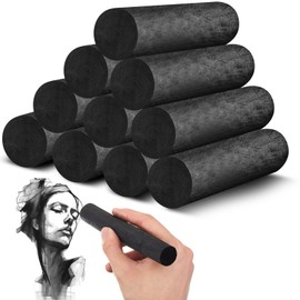 Gueevin 10 Pcs Jumbo Willow Charcoal Sticks 0.79-0.94 Inch Large Soft Willow Charcoal Chunky Drawing for Sketching Artist Supplies, Black