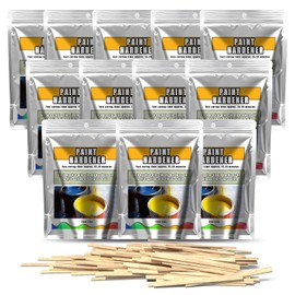 12 Pack Paint Hardener for Disposal - Fast Acting Solidifier for Disposal - Paint Drying Powder for Acrylic & Latex Paint with 12 Pcs 14 Inch Wooden Stir Sticks