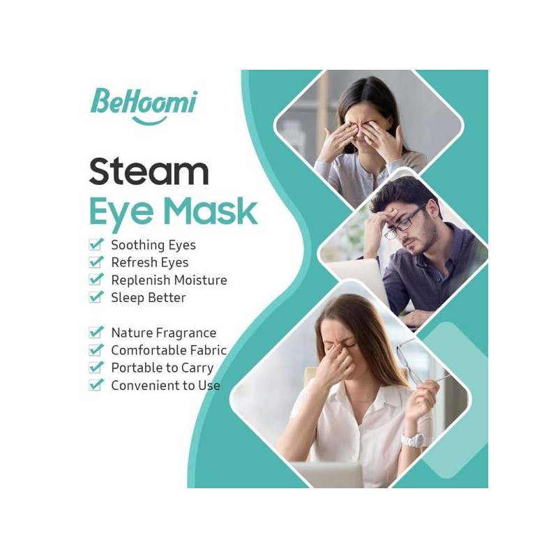 BeHoomi 30팩 스팀 마스크, 온열 마스크 웜 컴프레시, 가정용 일회용