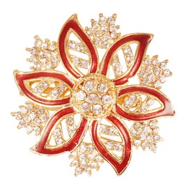 NEW! Touchstone Indian Bollywood Romance Traditional Amazingly Crafted Petals Floral Rhinestone Enameled Meenakari Vintage Designer Jewelry Brooch In Gold Tone For Women.