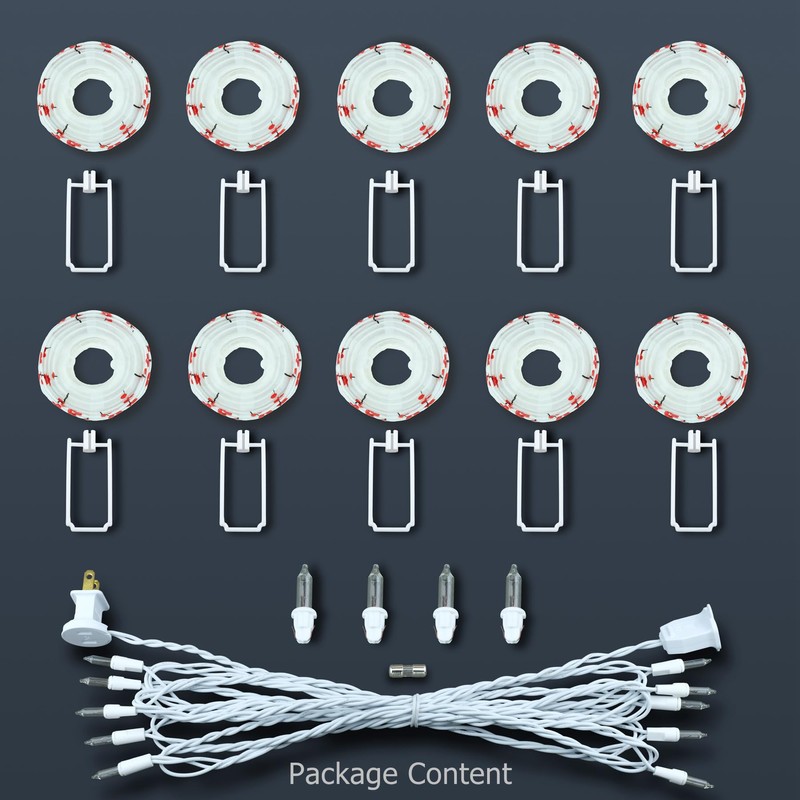 HOSY 10 Count Lantern with 11' White Wire String Lights,