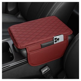 Stacool Upgraded Car Center Console Cover,Microfiber Leather Car Armrest Cover Cushion with 2 Storage Bags,Universal Cars Armrest Storage Box Cars Interior Accessories for Most Vehicles (Red)