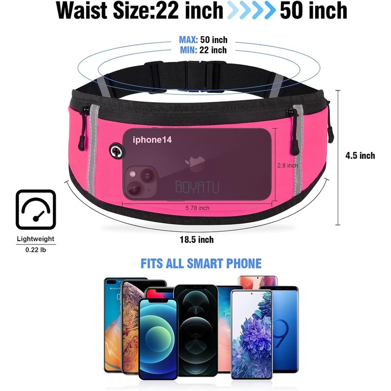 Running Belt Waist Fanny Pack: Waterproof Phone Holder Workout Pouch