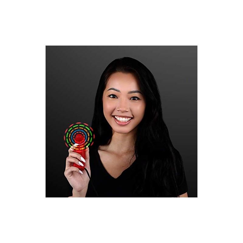 FlashingBlinkyLights Light Up LED Mini Handheld Fans with Red Handles