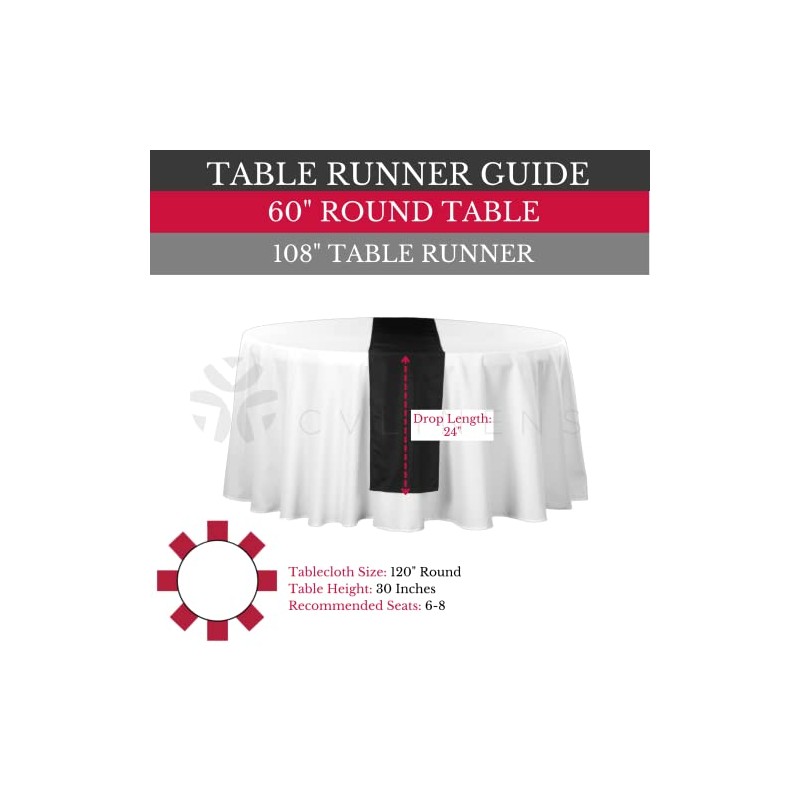 CVL Polyester 120" Round Tablecloth 100% Polyester - Black