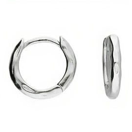 10MM Sterling Silver Huggie Hinged Hoop Earrings With Soft Faceted Detail for Women Men Unisex - 925 Sterling Silver Round Hoop Earrings - Small Mini Sleeper Earrings