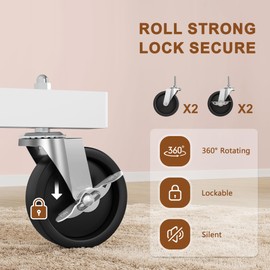 Hoctieon Double Rod Clothes Racks with Z-Base, Adjustable Clothing Rack, Standing Clothes Rack, Metal Clothing Racks for Hanging Clothes, Rolling Garment Rack, White