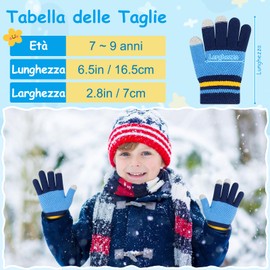 Kiiwah 3 Paia Guanti Invernali a Dita Bambini, Guanti in Maglia Magici Elasticizzati Termici Morbidi Blu, Blu navy, Grigio per Ragazzi (Età 7-9 Anni)