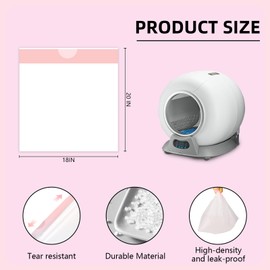 120 Count Cat Litter Box Liners, Extra-Thick Drawstring Waste Bags for PetCove and Ducksky Self-Cleaning Cat Litter Boxs, Heavy Duty Replacement Litter Bags for Automatic Litter Box