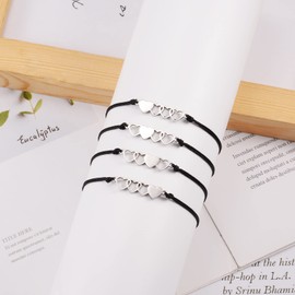 CheersLife Pack of 2/3/4/5 Sister Bracelets, Stainless Steel, Matching Bracelets, Gift for Mother and Daughter, Hollowed-Out Heart Bracelets, Stainless Steel, Bead