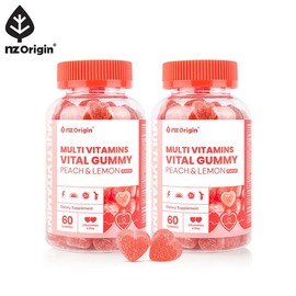 NZ Origin [1+1] Peach & Lemon Flavor / Multivitamin Vital Gummies 60 Gummies (Total 2-Month Supply) / 엔젯오리진 [1+1] 복숭아&레몬맛/멀티비타민 바이탈 구미 60구미 (총 2개월분)