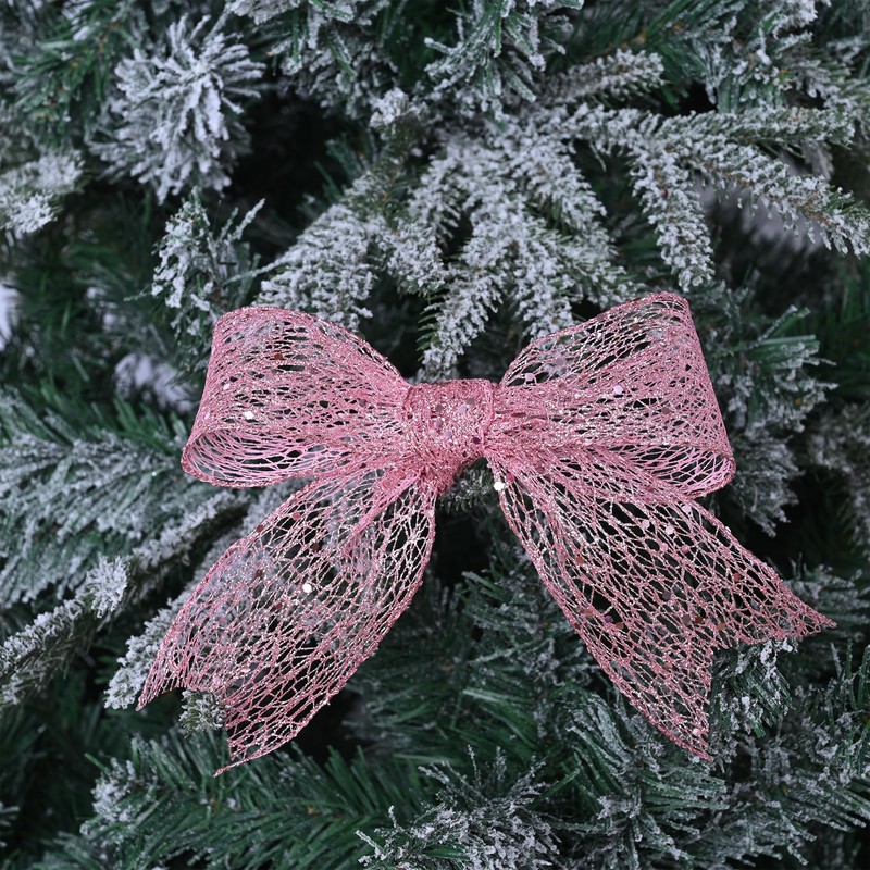 2.5 Inches Light Pink Mesh Glitter Wired Ribbon 10 Yards