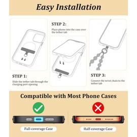 Vihibii Phone Charm with 2* Tether Tab, Stylish Beaded Pearl Phone Wrist Strap, Detachable Phone Lanyard Wrist, Anti-Drop Phone Bracelet Strap for Women Girls, Fashion Phone Chain, Champagne Golden