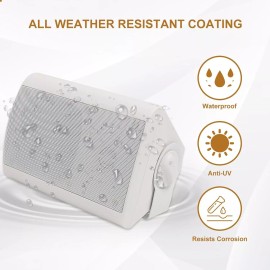 Herdio 400W Stereo Bluetooth Speakers 4" Indoor Outdoor Speakers Wall Mount 4Pcs - White