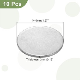 sourcing map 10Pcs Stainless Steel Disc, 1 9/16"(40mm) Dia 0.12"(3mm) Thick 304 Stainless Steel Flat Round Sheet Blank Round Circle Plate for Crafts Metal Stamping and Jewelry Making