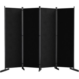 AKTOP Room Divider 4 Panel, 80" W Portable Wall Divider for Room Separation, Freestanding Partition Room Dividers, Folding Room Separators Privacy Screens for Home Office Bedroom, Black