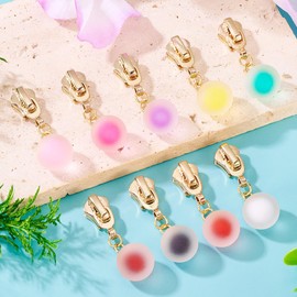 FASHEWELRY 9Pcs Golden Alloy Zipper Pulls Sliders Bulk Zipper Pull Replacement Accessories with Resin Charms Zippers Repair Kit for Jackets Handbags Backpacks Luggage Purses Boots Pants Tents