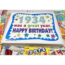 RETRO CANDY YUM ~ 1934 91st Birthday Gift Box of Nostalgic Retro Candy Mix from Childhood for 91 Year Old Man or Woman Born 1934