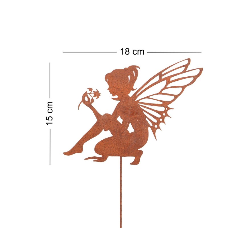UNUS Zinc Elf Sitting Small, Garden Decoration Rust Look, Garden