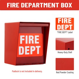 TRUCFUSION Fire Department Box With Lock Hole Red Heavy Duty Stell