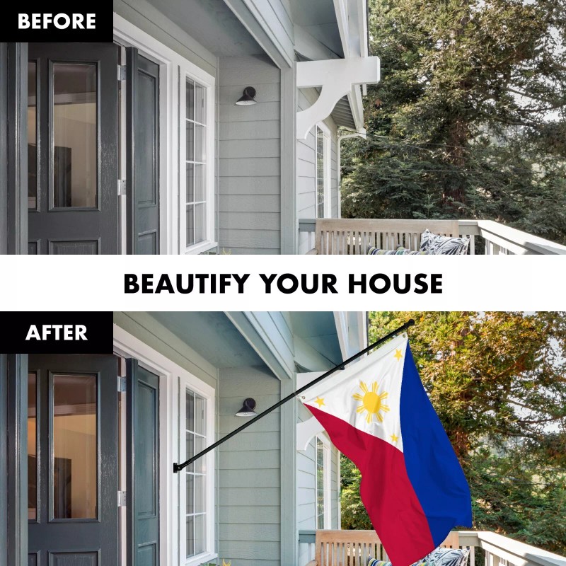 G128 Flag Pole 6FT Black & Philippines Philippine Flag 3x5FT
