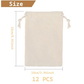 Marine Aurora 12 Pack Natural Cotton Muslin Drawstring Bags 13 x 18 cm Reusable Biodegradable and Eco Friendly for Wedding Favors Party Favors Craft Supplies