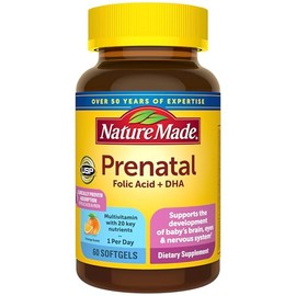 Nature Made Prenatal Vitamins for Women with Folic Acid + DHA, Prenatal Vitamin and Mineral Supplement for Daily Nutritional Support, 60 Softgels, 60 