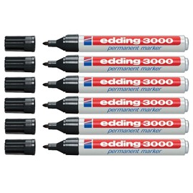 edding 3000 Permanent Markers 1.5-3mm Refillable (Pack of 6, Black)