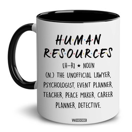 WHIDOBE Human Resources Gifts for Women, Men, Boss, Coworker, HR Mug, Funny HR Gifts for Women, Human Resources Office Decor, HR Gifts for Coworker, Gift for HR Accent Black Mug, Gifts For Christmas