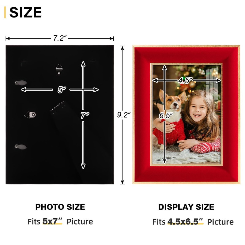 KSROECUD 5x7 Velvet Picture Frame, Red Photo Frames with Modern