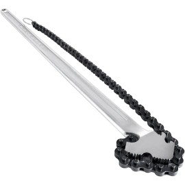 Carbon Steel Chain Pipe Wrench Metric 24-Inch 6.7-Inch Diameter Capacity Adjustable Jaw Industrial Grade Manual OperationDefault: Default