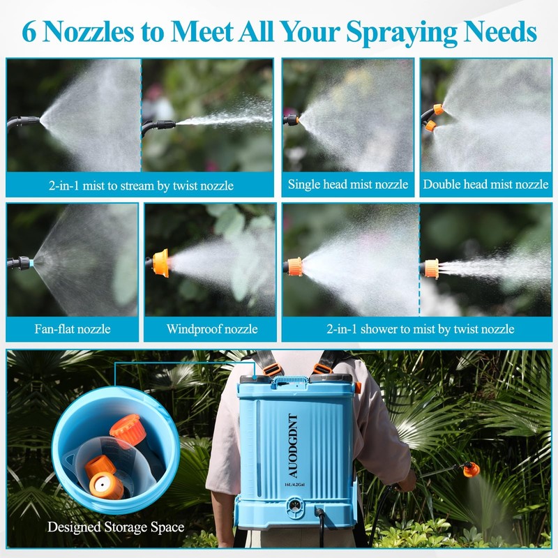 Battery Powered Backpack Sprayer 4 Gallon, 100 PSI Electric Garden